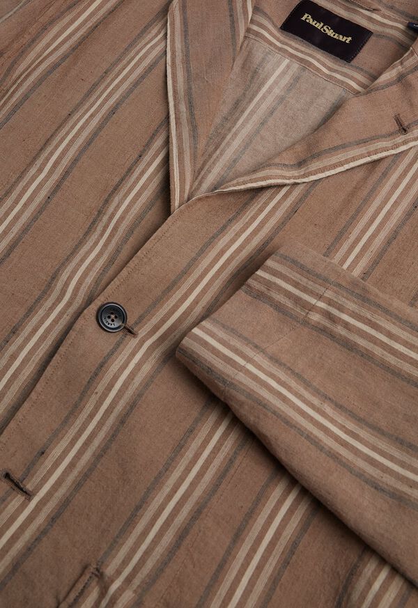Paul Stuart Mink Linen Blend Deco Stripe Shirt Jacket, image 5