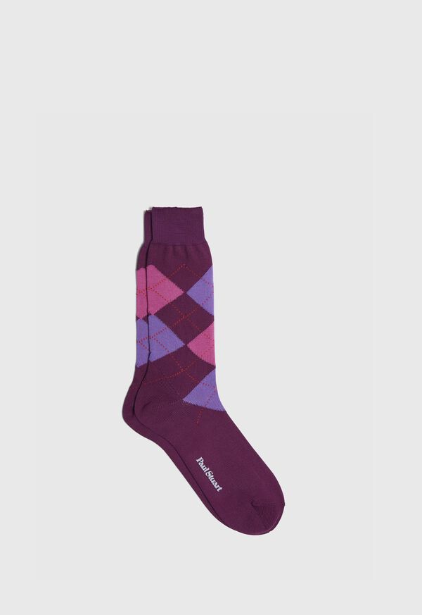 Paul Stuart Bright Argyle Crew Sock, image 1