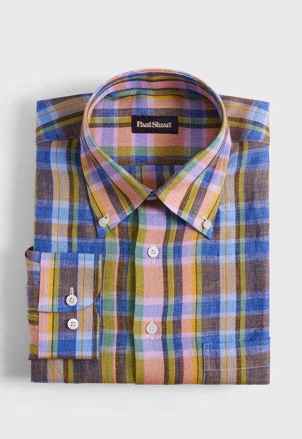 Paul Stuart Linen Plaid Sport Shirt, image 1