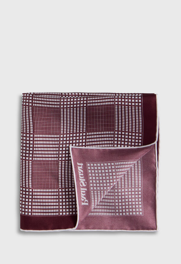 Paul Stuart Printed Silk Glen Plaid Pocket Square, image 1
