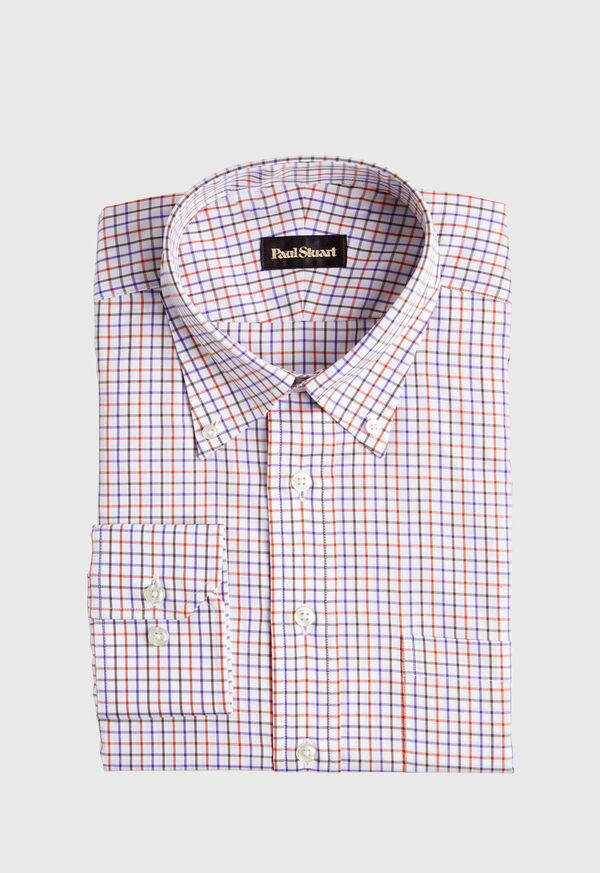 Paul Stuart Blue and Rust Tattersall Dress Shirt, image 1