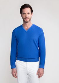 Paul Stuart Washed Rice Stitch V-Neck Sweater, thumbnail 1