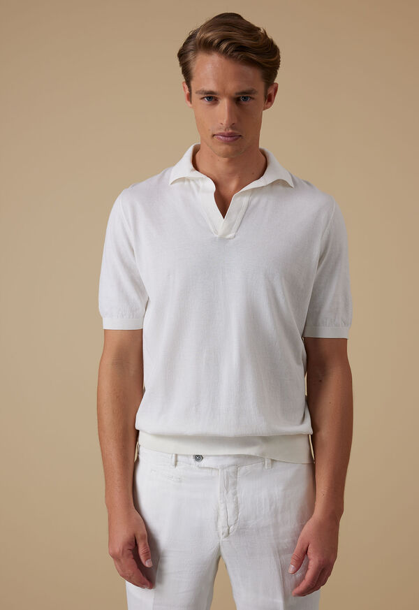 Paul Stuart Cotton Knit Johnny Collar Short Sleeve Shirt, image 2