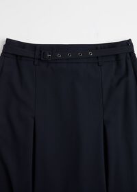 Paul Stuart Double Pleated Navy Belted Skirt, thumbnail 2
