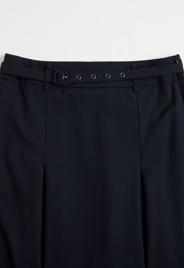 Paul Stuart Double Pleated Navy Belted Skirt, image 2