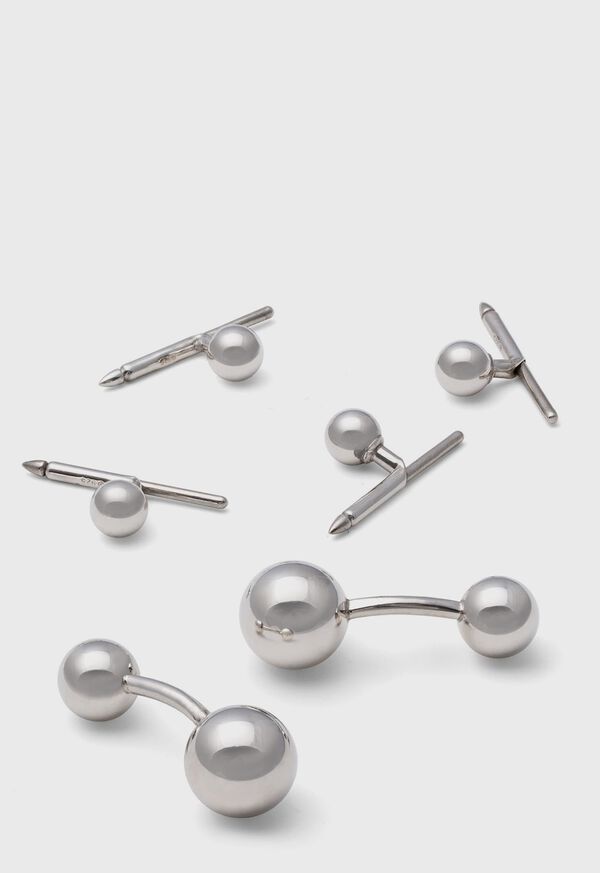 Paul Stuart Sterling Silver Ball Cufflink & Stud Set, image 1