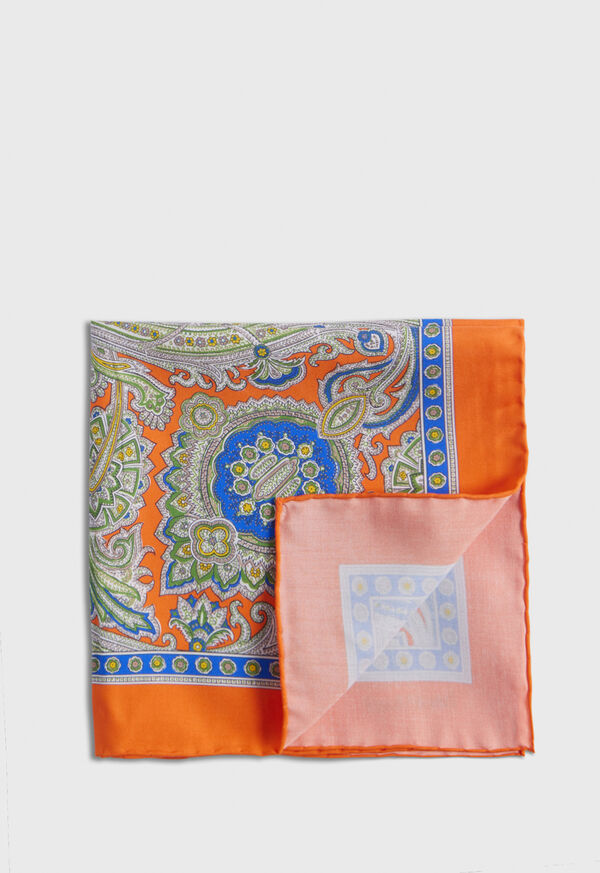 Paul Stuart Silk Twill Paisley Pocket Square, image 1