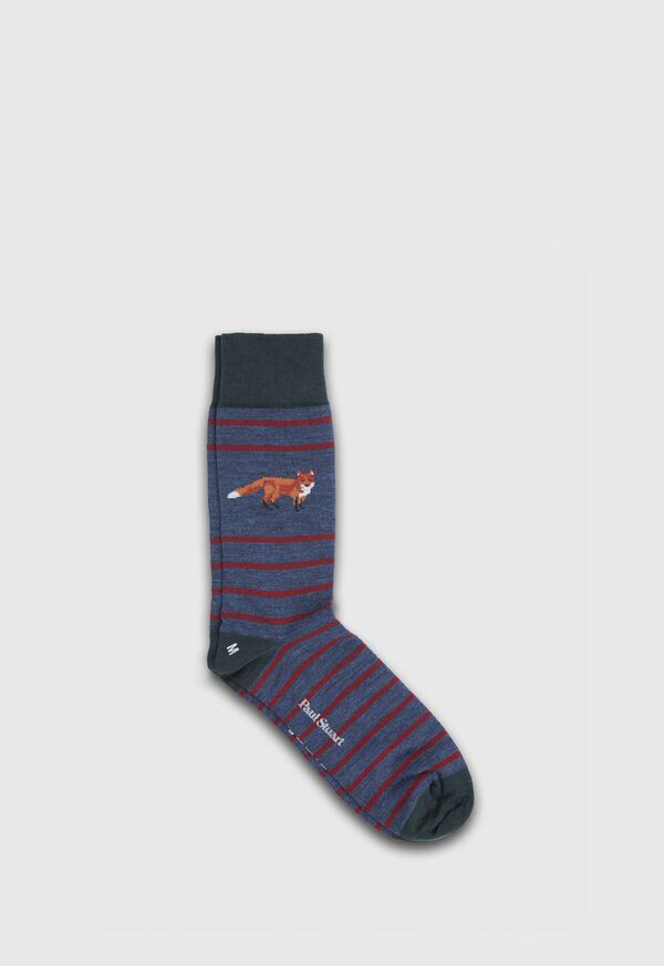 Paul Stuart Large Fox Motif Wool Striped Sock, image 1