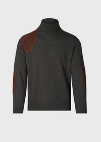 Paul Stuart Cashmere & Suede Gun Patch Turtleneck, thumbnail 1
