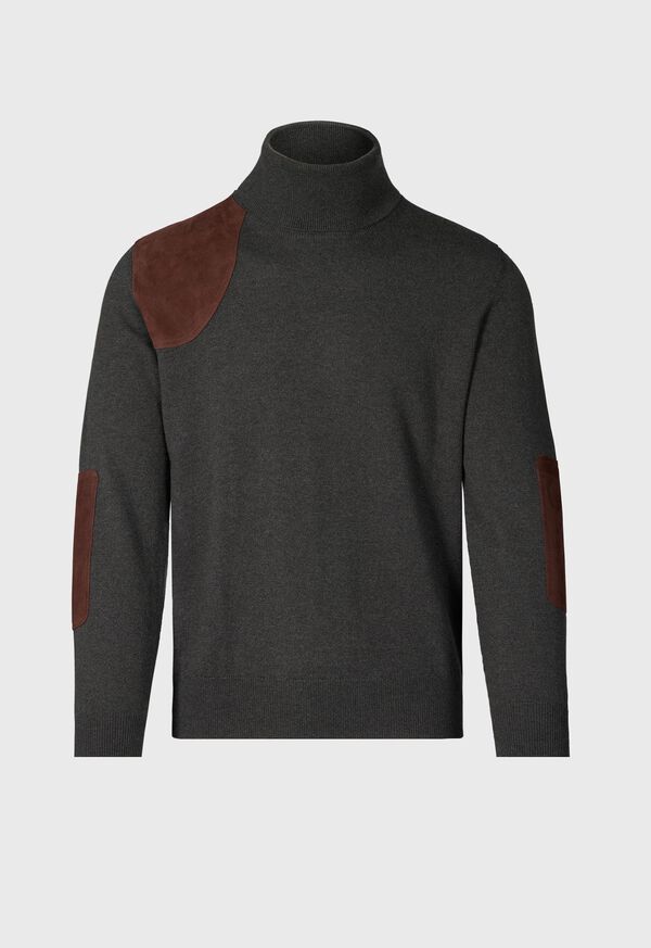 Paul Stuart Cashmere & Suede Gun Patch Turtleneck, image 1