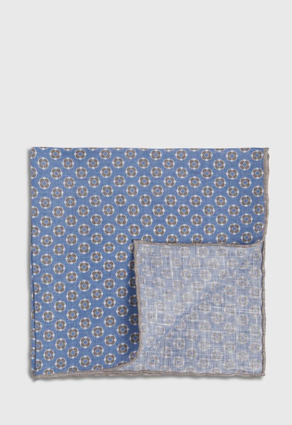 Paul Stuart Reversible Small Medallion Print Pocket Square, image 1