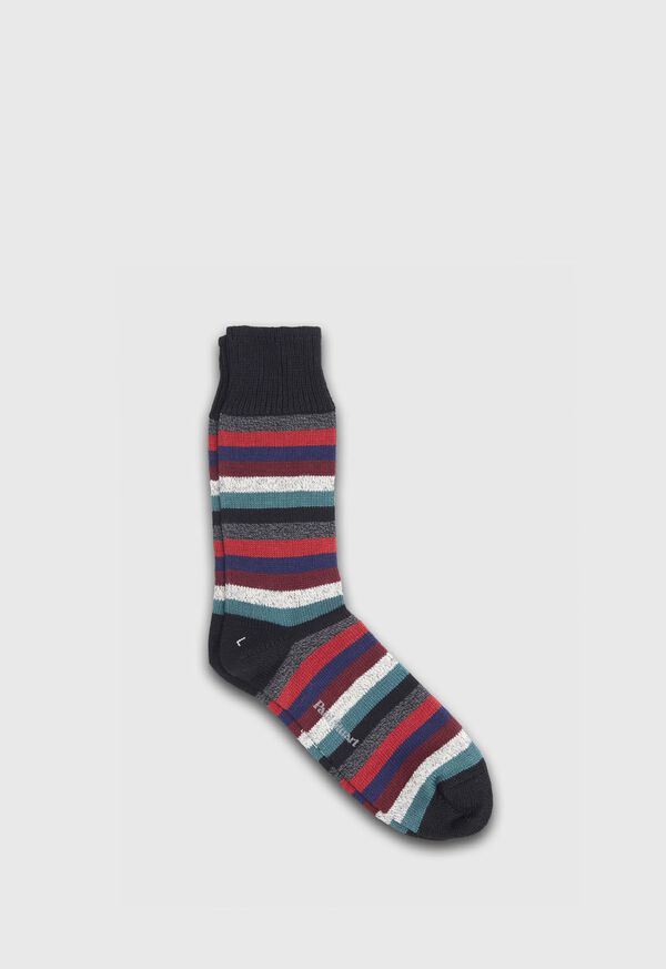 Paul Stuart Heavy Weight Cotton Multi Color Stripe Sock, image 1