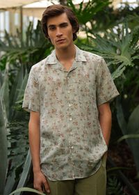 Paul Stuart Linen Leaf Print Camp Shirt, thumbnail 2