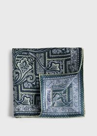 Paul Stuart Printed Silk Paisley Pocket Square, thumbnail 1
