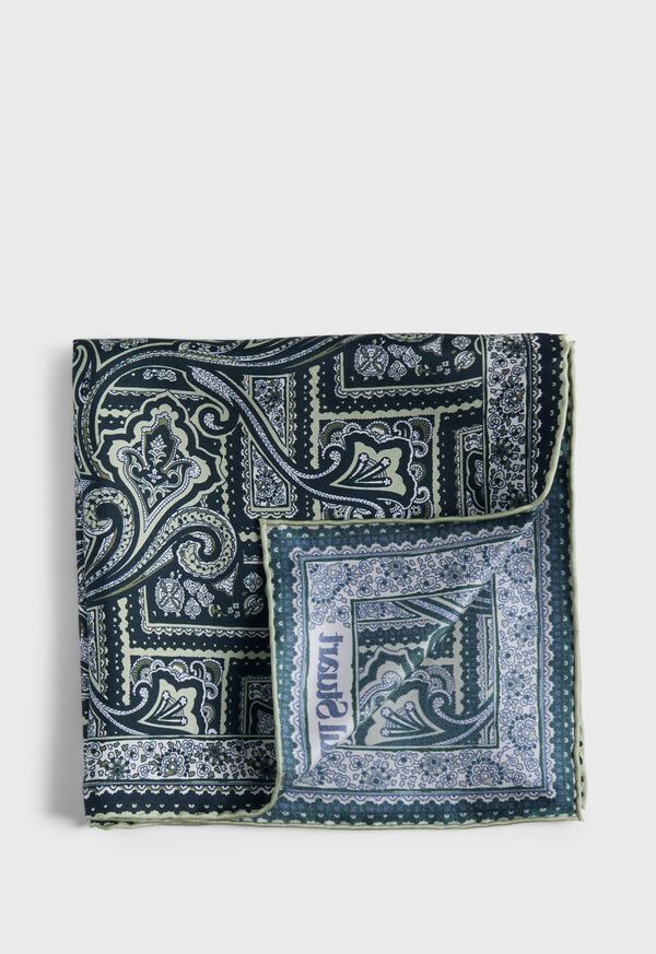 Paul Stuart Printed Silk Paisley Pocket Square, image 1