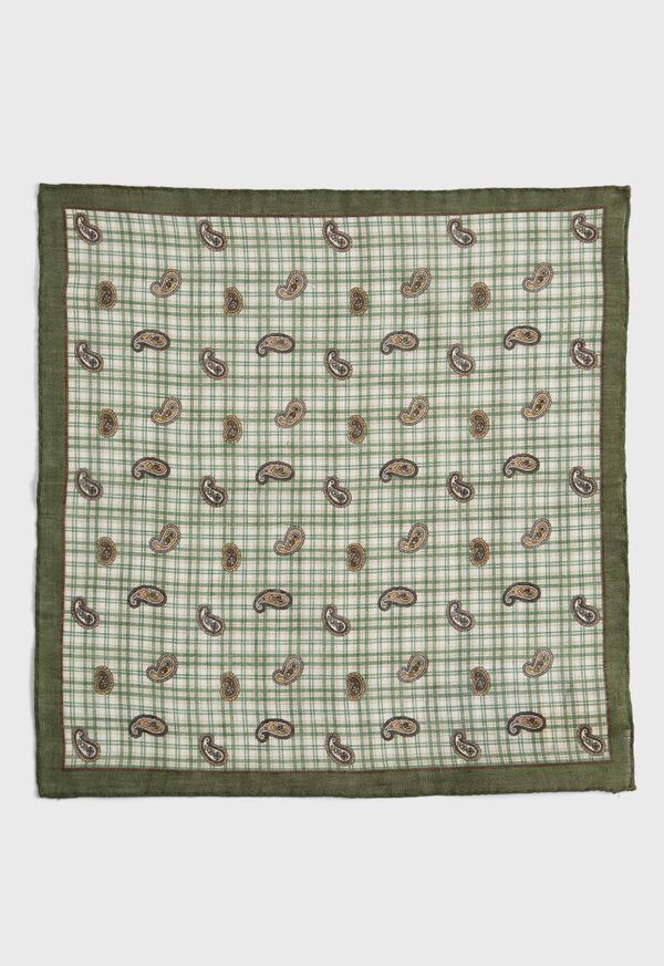 Paul Stuart Graph Check and Tossed Pine Pocket Square, image 2