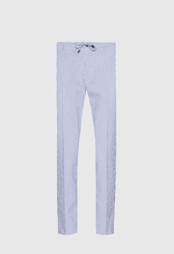 Paul Stuart Blue & White Stripe Seersucker Drawstring Pant, image 1