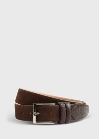 Paul Stuart Nubuck Belt With Matte Alligator Tipping, thumbnail 1