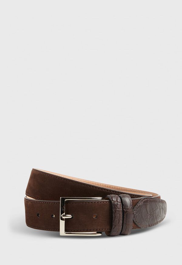 Paul Stuart Nubuck Belt With Matte Alligator Tipping, image 1