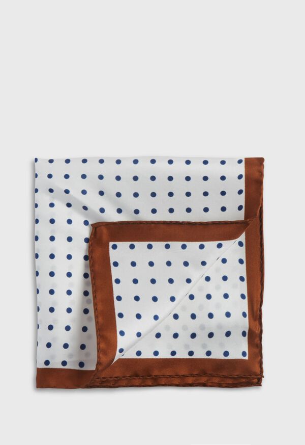 Paul Stuart Printed Silk Contrast Dot Pocket Square, image 1