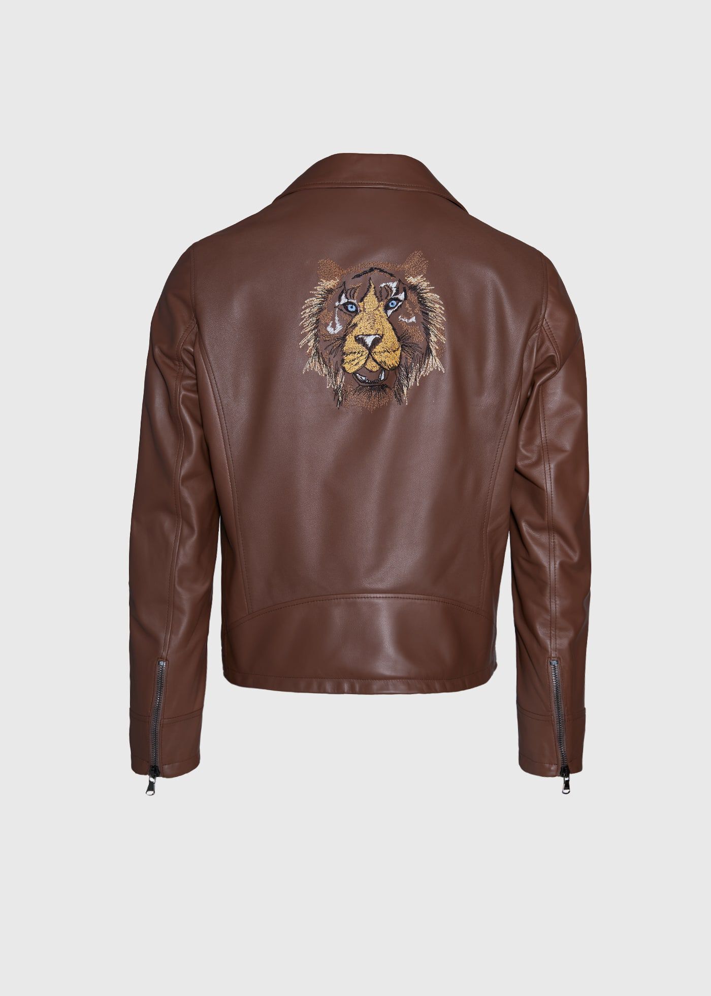 Leather jacket with online tiger on the back