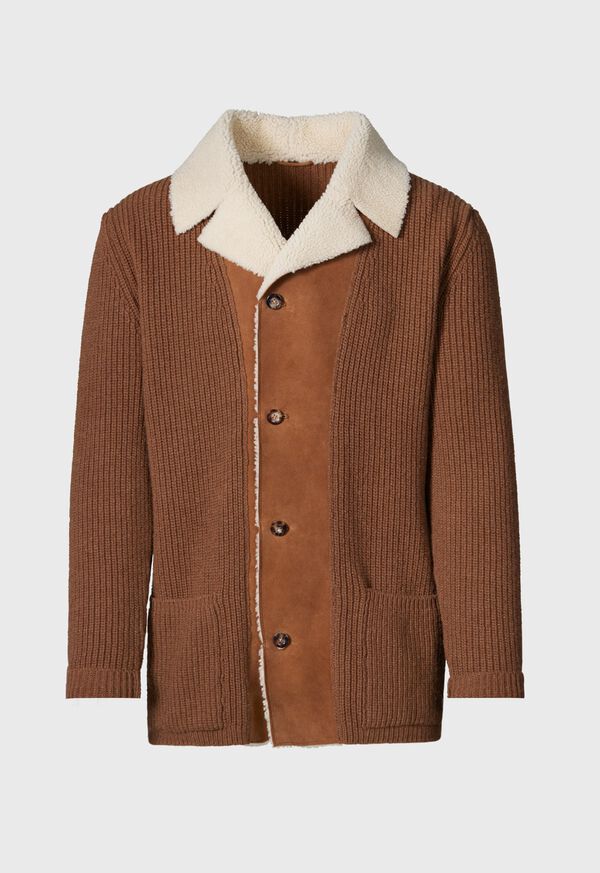 Paul Stuart Shearling Trim Cardigan, image 1