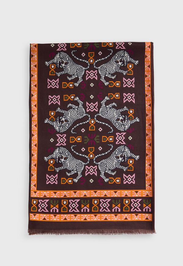Paul Stuart Wool & Silk Exotic Print Scarf, image 2