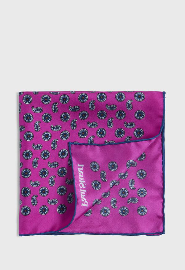 Paul Stuart Printed Silk Tossed Medallion Pocket Square, image 1