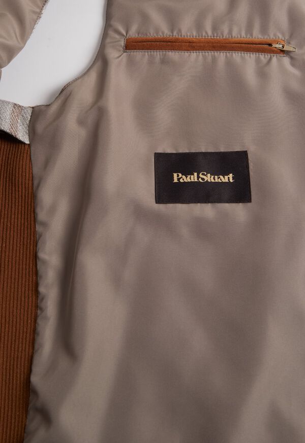 Paul Stuart Linen Windowpane Vest with suede trim, image 3