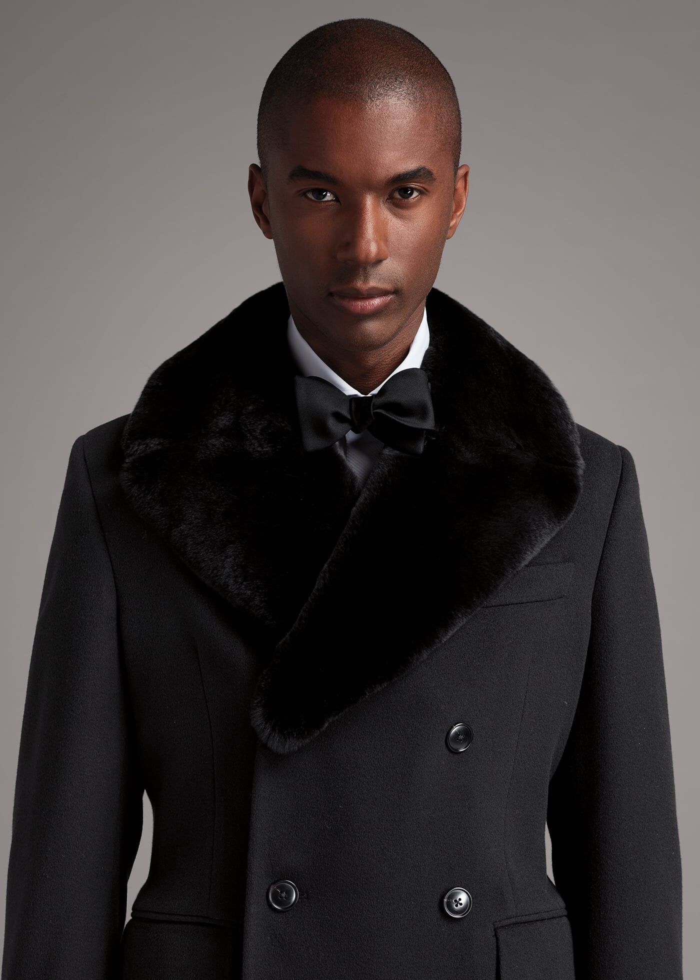 Double Breasted Rabbit Collar Coat Look