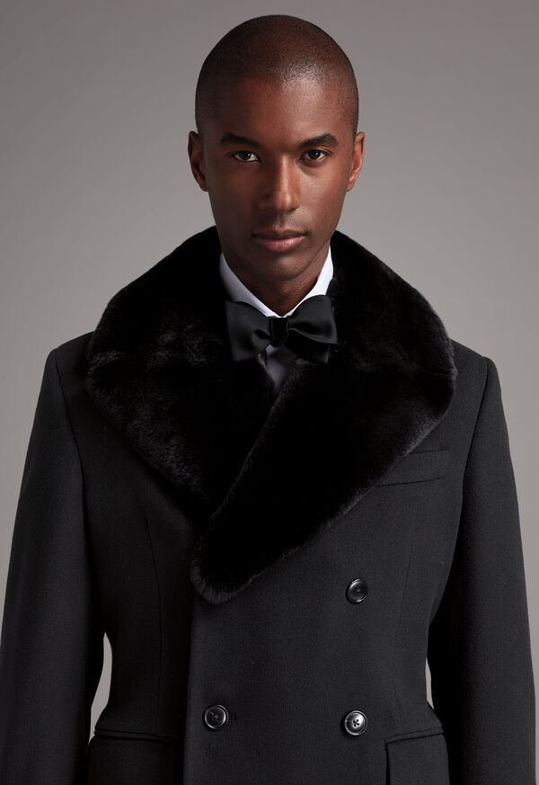 FW21 Paul Stuart Catalog Double Breasted Rabbit Collar Coat Look, image 1