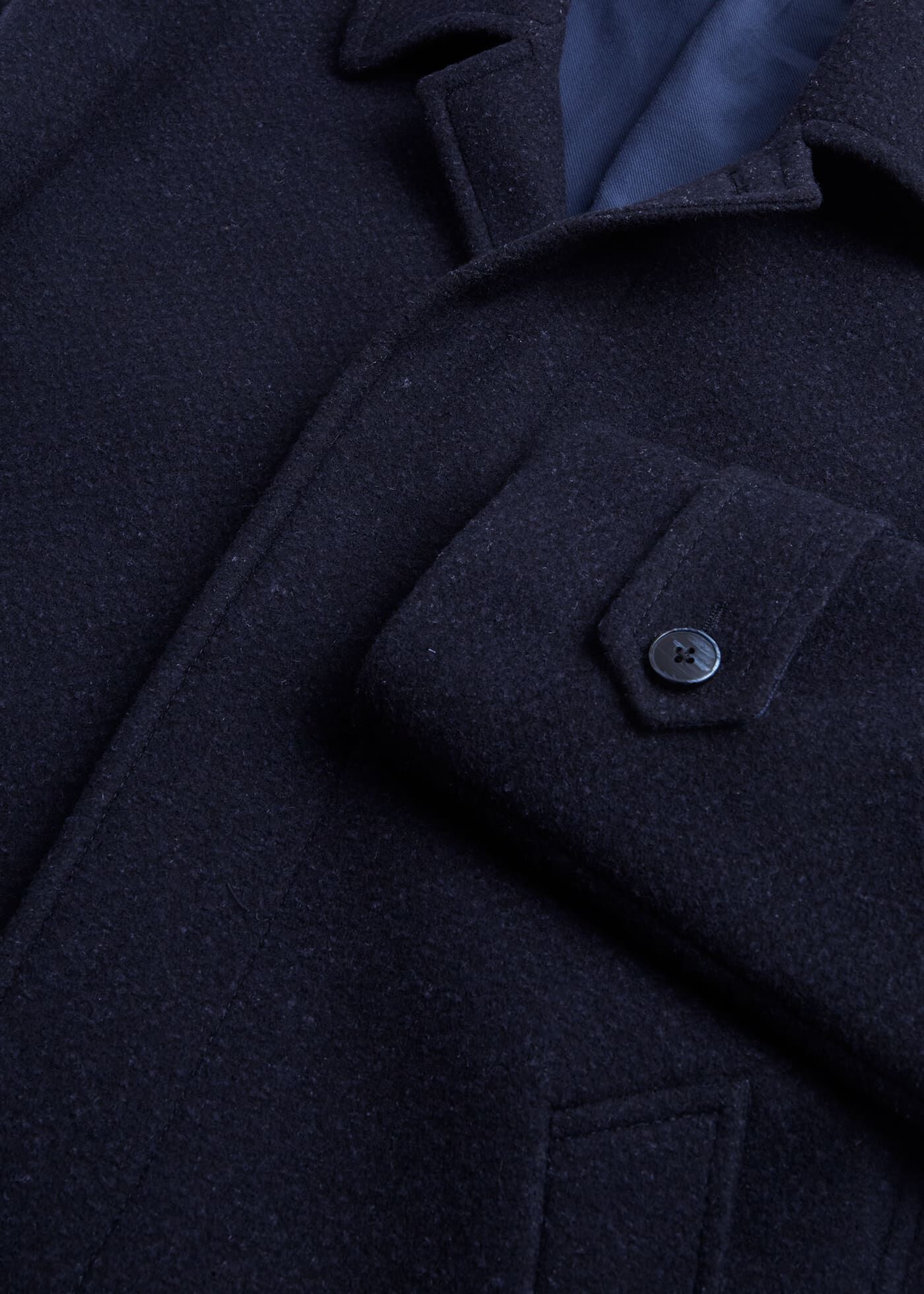Wool Balmacaan Collar Coat