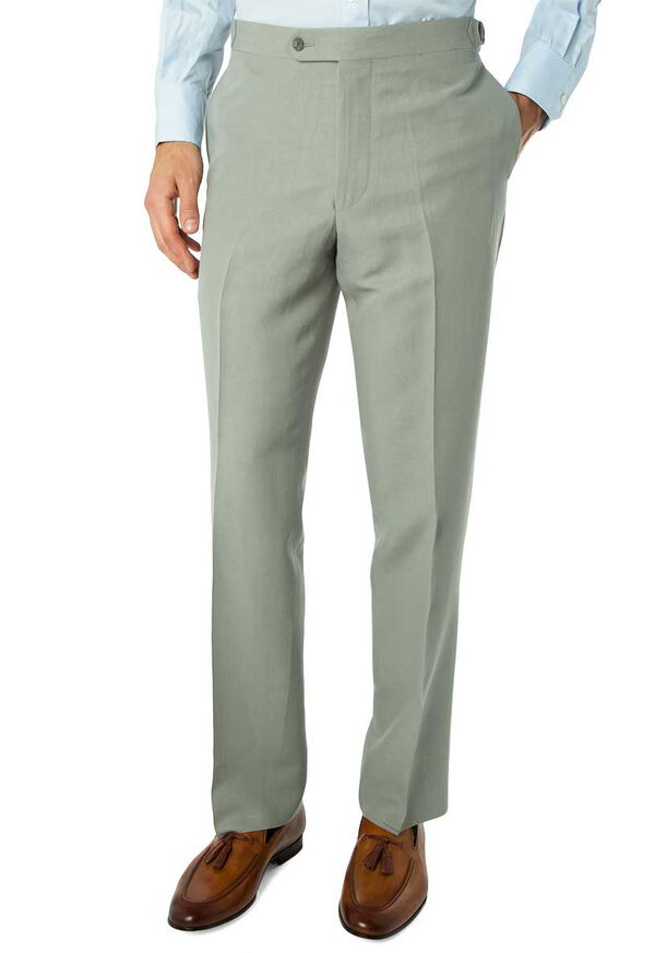 Paul Stuart Grey Silk & Linen Plain Front Trouser, image 1