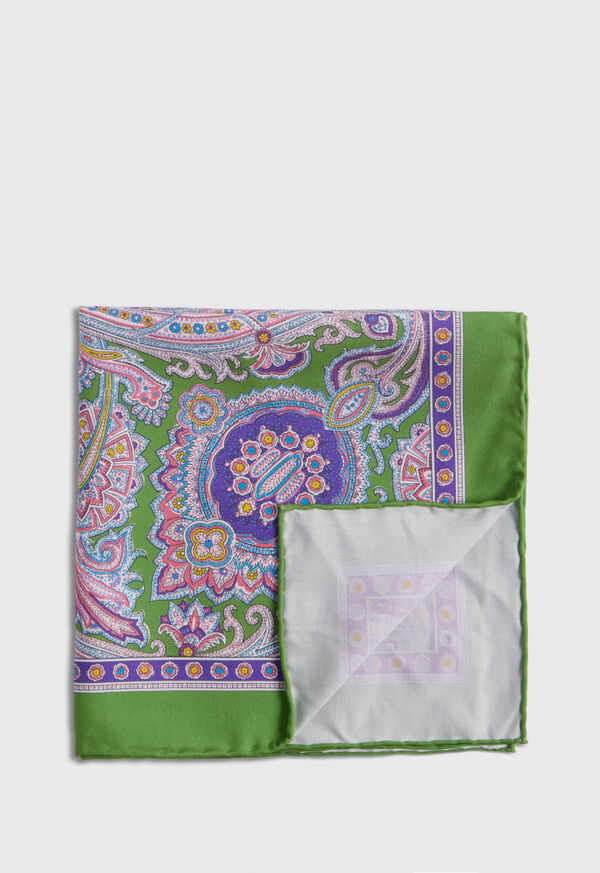 Paul Stuart Silk Twill Paisley Pocket Square, image 1