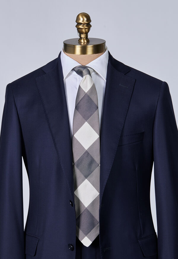 Paul Stuart Woven Silk Oversized Check Tie, image 2