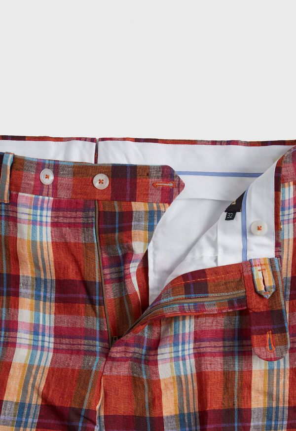 Paul Stuart Linen Plaid Plain Front Dress Trouser, image 2