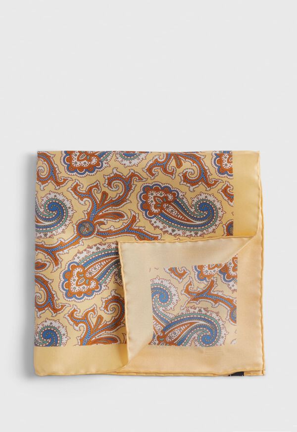 Paul Stuart Printed Silk Paisley Pocket Square, image 1