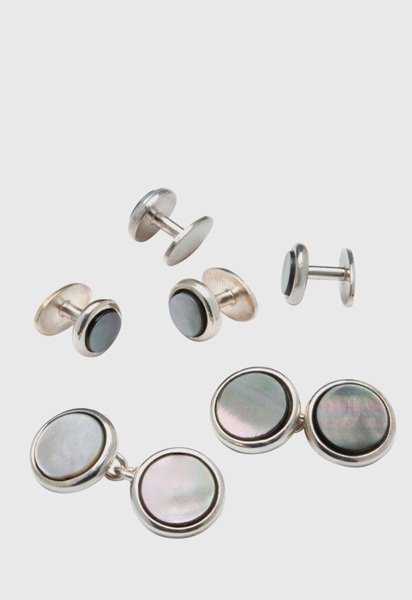 Paul Stuart Silver & Mother of Pearl Stud Set, image 1