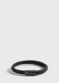 Paul Stuart Navy Braided Leather Bracelet with Sterling Silver closure, thumbnail 1