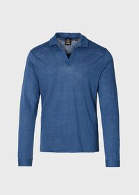 Paul Stuart Linen Johnny Collar Long Sleeve Pullover, thumbnail 1