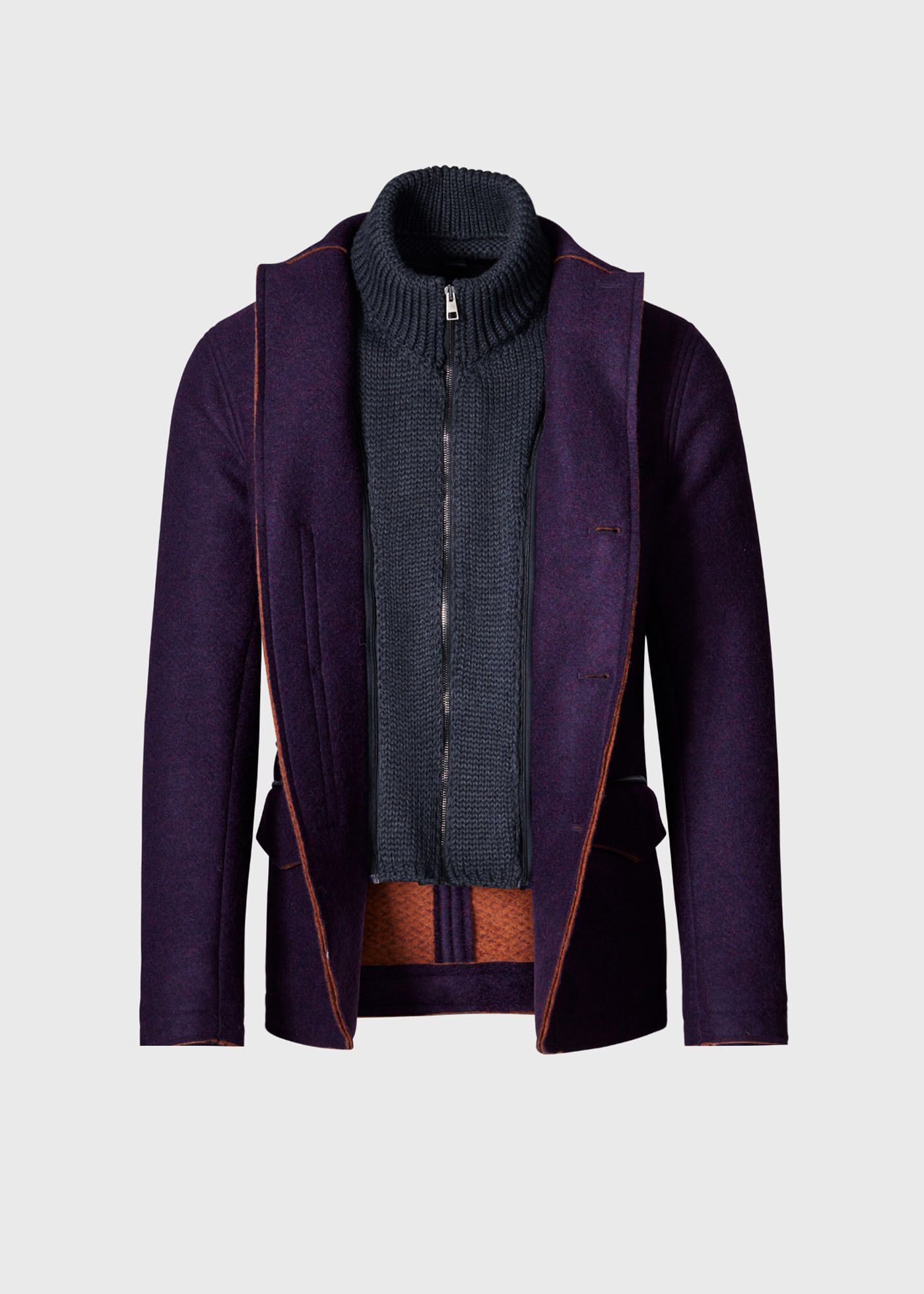 Wool Raw Edge Jacket with Gilet