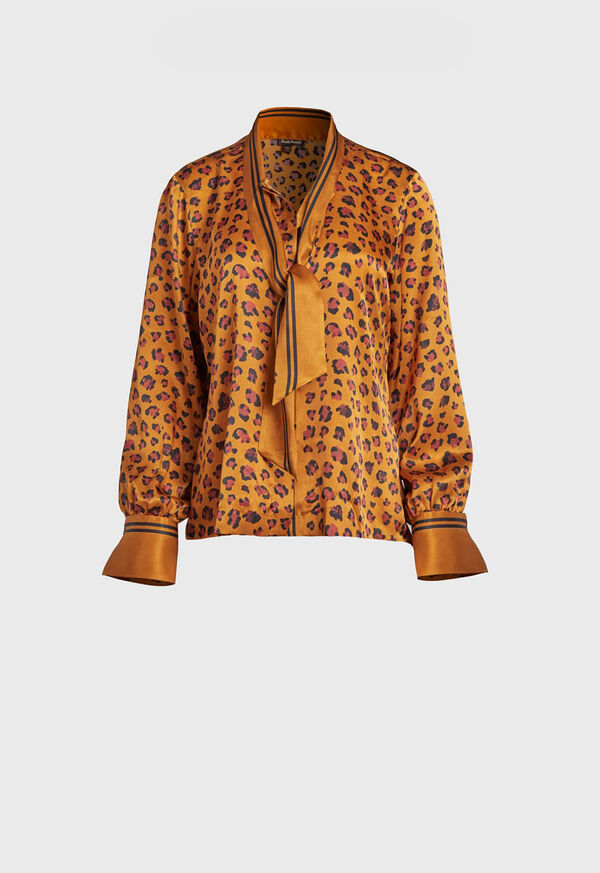 Paul Stuart Silk Leopard Print Blouse, image 1