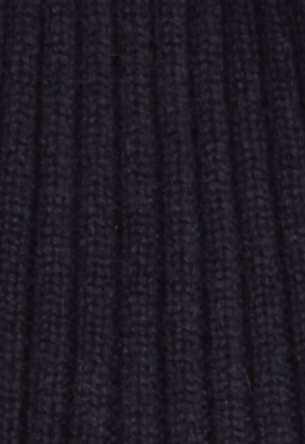 Paul Stuart Cashmere Ribbed Hat with Fur Pom, image 5