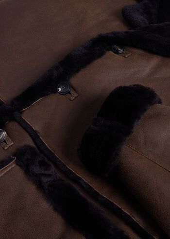 Paul Stuart Cocoa Suede Shearling Coat