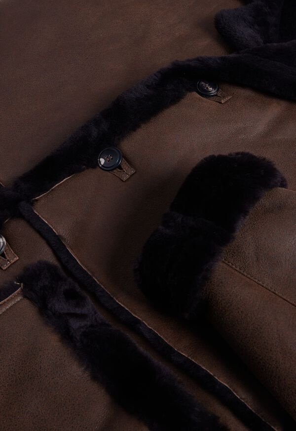 Paul Stuart Cocoa Suede Shearling Coat, image 2