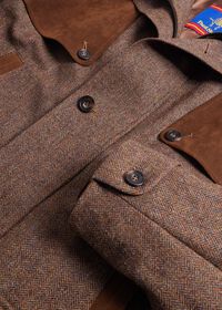 Paul Stuart Tweed Hunting Jacket with Suede Trim, thumbnail 3