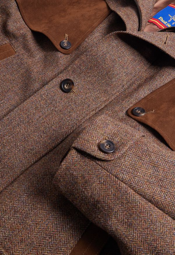 Paul Stuart Tweed Hunting Jacket with Suede Trim, image 3