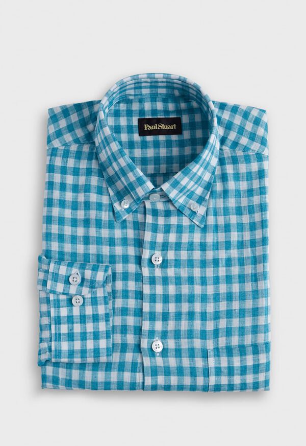 Paul Stuart Linen Gingham Sport Shirt, image 1