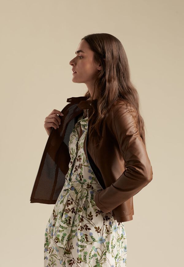 Paul Stuart Floral Dress & Leather Jacket Detail, image 1