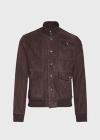Paul Stuart Brown Suede Button Up Blouson, thumbnail 1